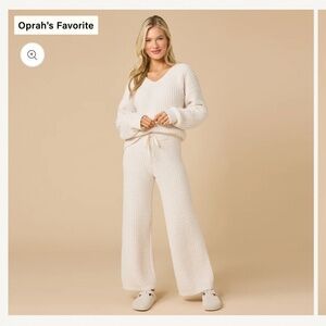 Waffle Marshmallow V-Neck Luxe Lounge Set